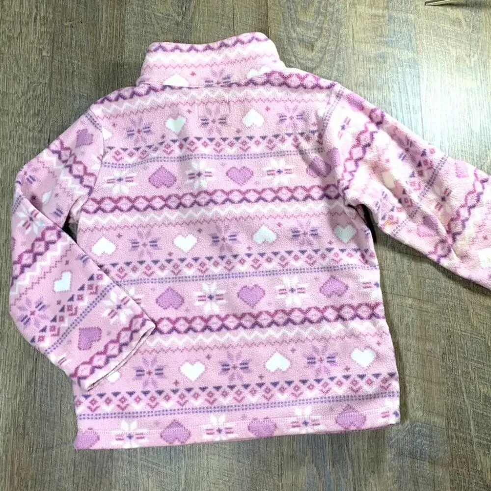 Children’s place 5/6 quarter zip heart sweater pink purple fleece